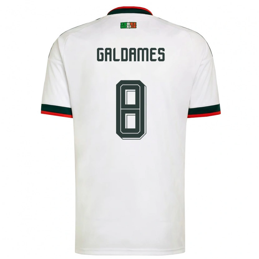 Danxen Hombre Camiseta México Benjamin Galdames #8 Blanco Borgoña Verde 2ª Equipación 26-28 La Camisa