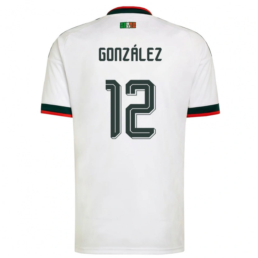 Danxen Hombre Camiseta México Itzel Gonzalez #12 Blanco Borgoña Verde 2ª Equipación 26-28 La Camisa