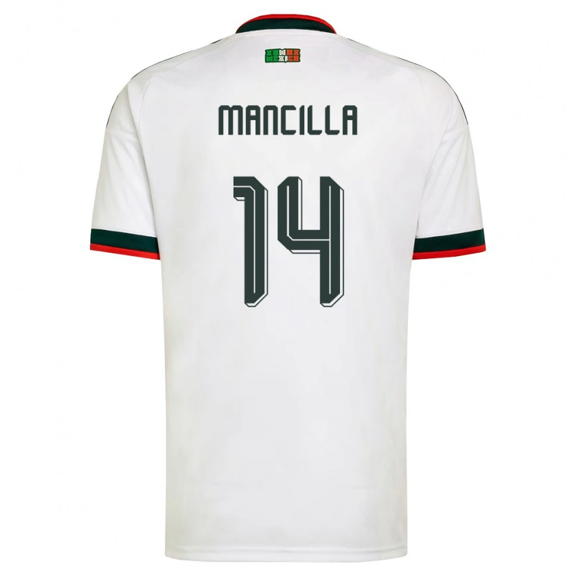 Danxen Hombre Camiseta México José Mancilla #14 Blanco Borgoña Verde 2ª Equipación 26-28 La Camisa