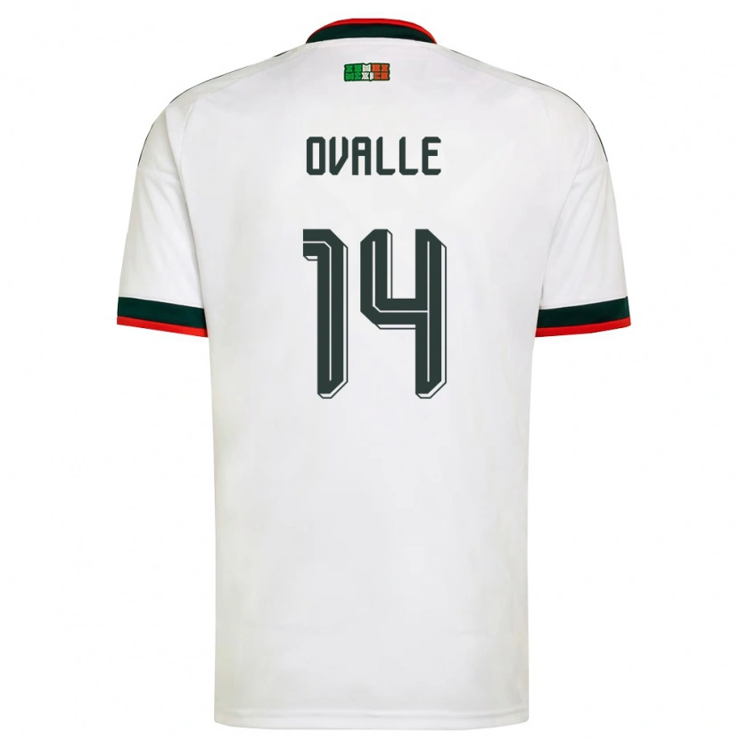 Danxen Hombre Camiseta México Jacqueline Ovalle #14 Blanco Borgoña Verde 2ª Equipación 26-28 La Camisa