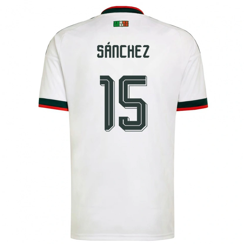 Danxen Hombre Camiseta México Eliud Sánchez #15 Blanco Borgoña Verde 2ª Equipación 26-28 La Camisa