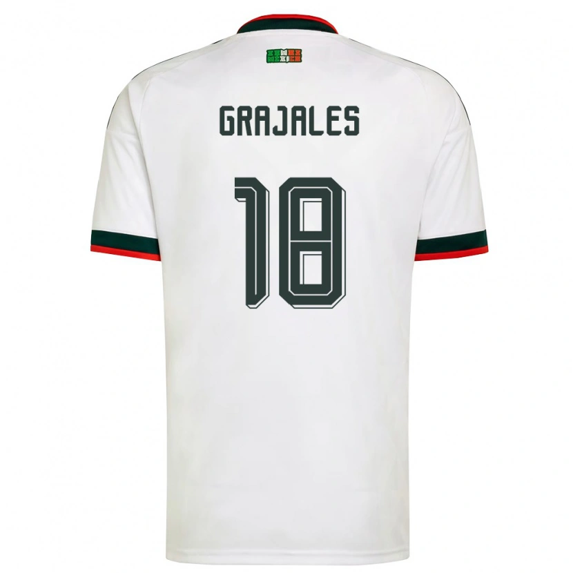 Danxen Hombre Camiseta México Jhonnatan Grajales #18 Blanco Borgoña Verde 2ª Equipación 26-28 La Camisa