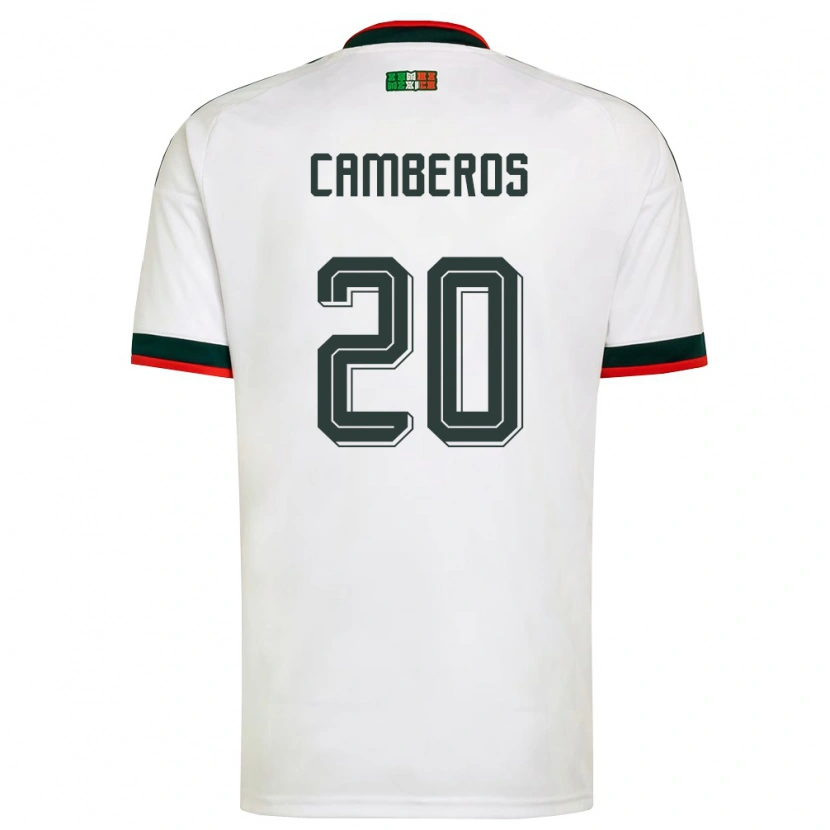 Danxen Hombre Camiseta México Hugo Camberos #20 Blanco Borgoña Verde 2ª Equipación 26-28 La Camisa