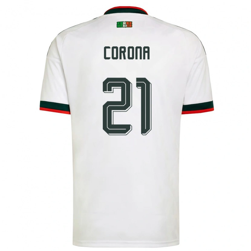 Danxen Hombre Camiseta México José Corona #21 Blanco Borgoña Verde 2ª Equipación 26-28 La Camisa