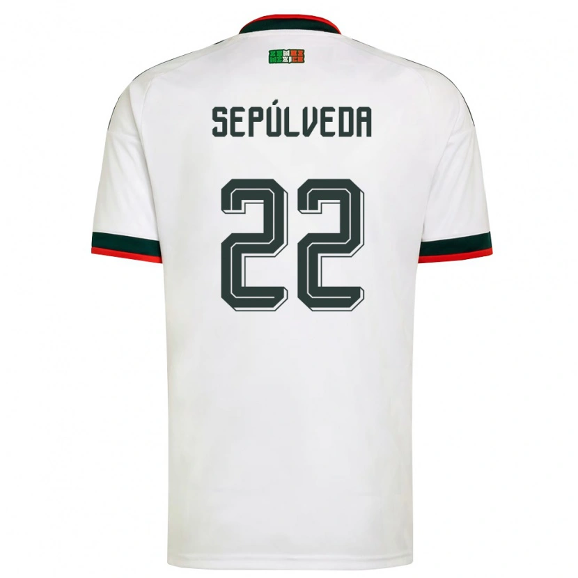 Danxen Hombre Camiseta México Ángel Sepúlveda #22 Blanco Borgoña Verde 2ª Equipación 26-28 La Camisa