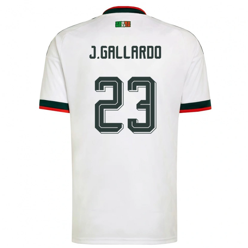 Danxen Hombre Camiseta México Jesús Gallardo #23 Blanco Borgoña Verde 2ª Equipación 26-28 La Camisa