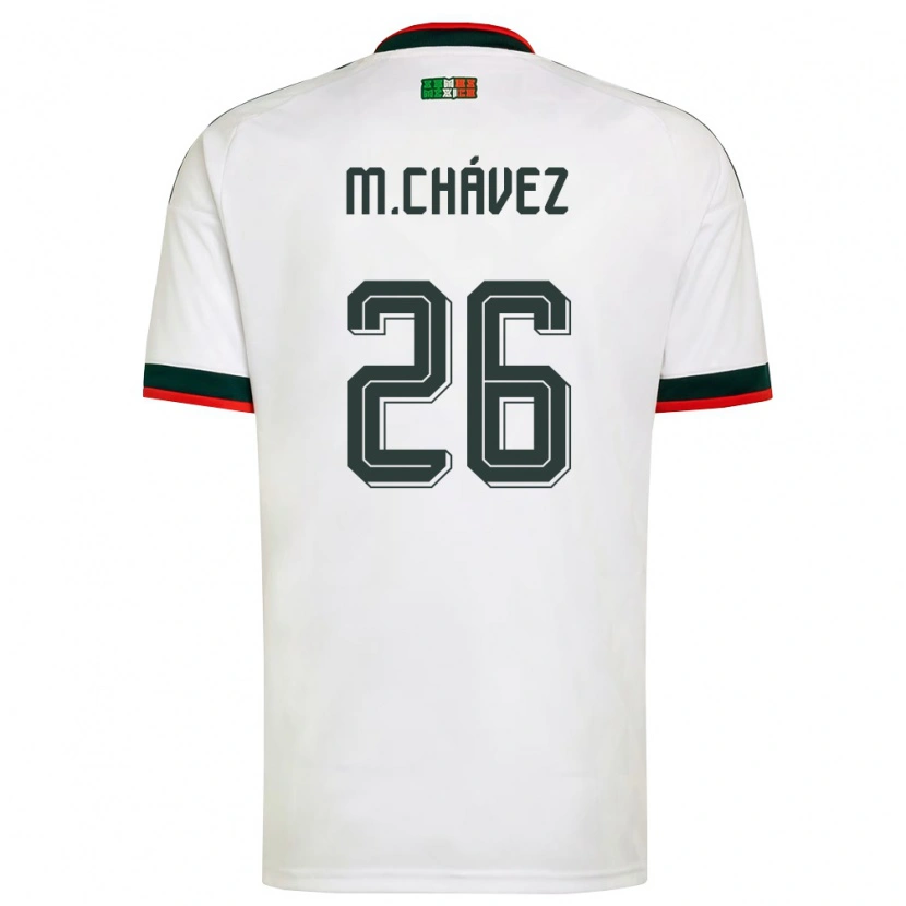 Danxen Hombre Camiseta México Mateo Chávez #26 Blanco Borgoña Verde 2ª Equipación 26-28 La Camisa