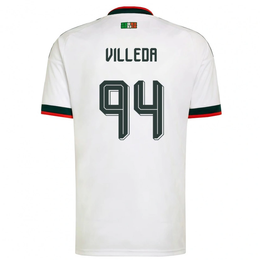 Danxen Hombre Camiseta México Melany Villeda #94 Blanco Borgoña Verde 2ª Equipación 26-28 La Camisa