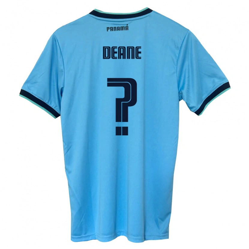 Danxen Hombre Camiseta Panamá Sean Deane #0 Azul Cielo Negro 2ª Equipación 26-28 La Camisa