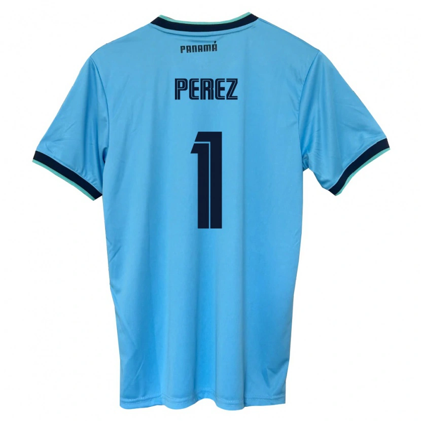 Danxen Hombre Camiseta Panamá Miguel Pérez #1 Azul Cielo Negro 2ª Equipación 26-28 La Camisa