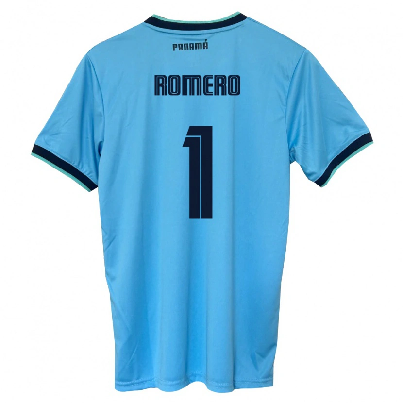 Danxen Hombre Camiseta Panamá Manuel Romero #1 Azul Cielo Negro 2ª Equipación 26-28 La Camisa