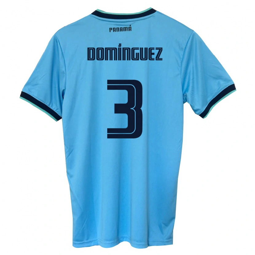 Danxen Hombre Camiseta Panamá Stephen Domínguez #3 Azul Cielo Negro 2ª Equipación 26-28 La Camisa