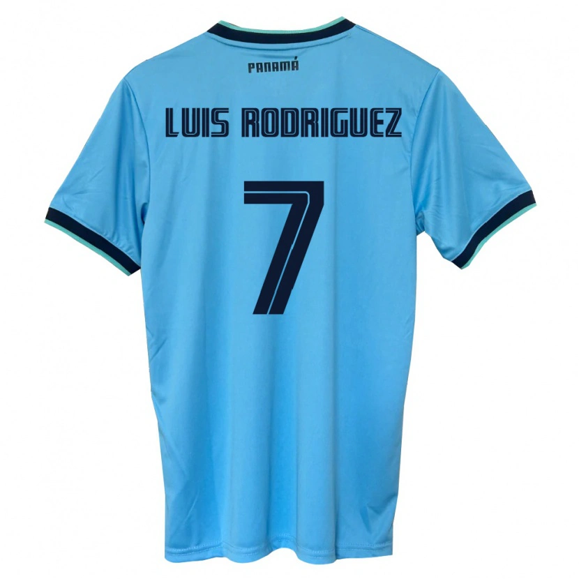 Danxen Hombre Camiseta Panamá José Luis Rodríguez #7 Azul Cielo Negro 2ª Equipación 26-28 La Camisa