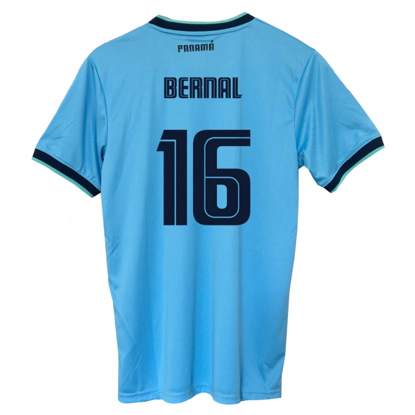 Danxen Hombre Camiseta Panamá José Bernal #16 Azul Cielo Negro 2ª Equipación 26-28 La Camisa