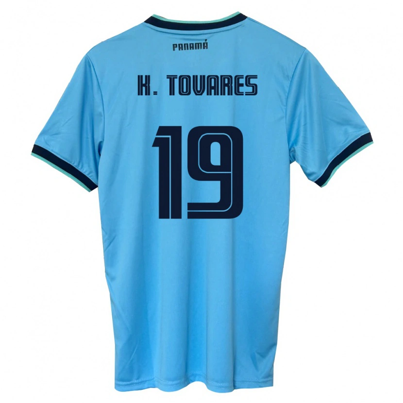 Danxen Hombre Camiseta Panamá Kahir Tovares #19 Azul Cielo Negro 2ª Equipación 26-28 La Camisa