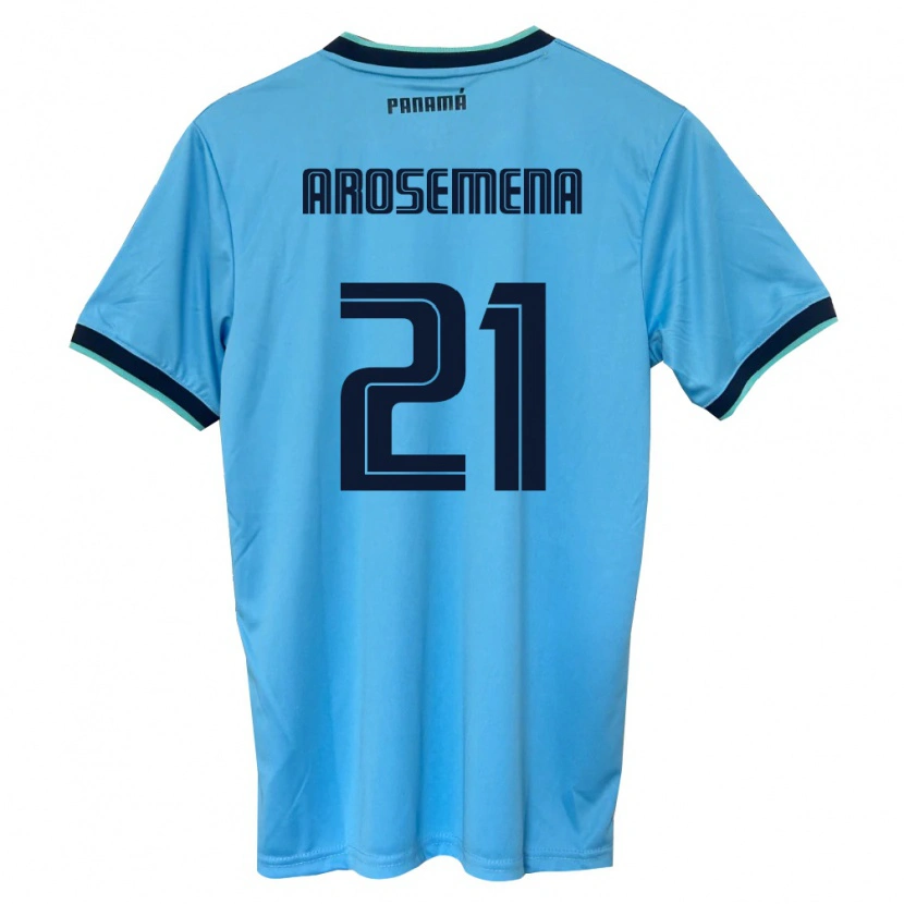 Danxen Hombre Camiseta Panamá Pablo Arosemena #21 Azul Cielo Negro 2ª Equipación 26-28 La Camisa