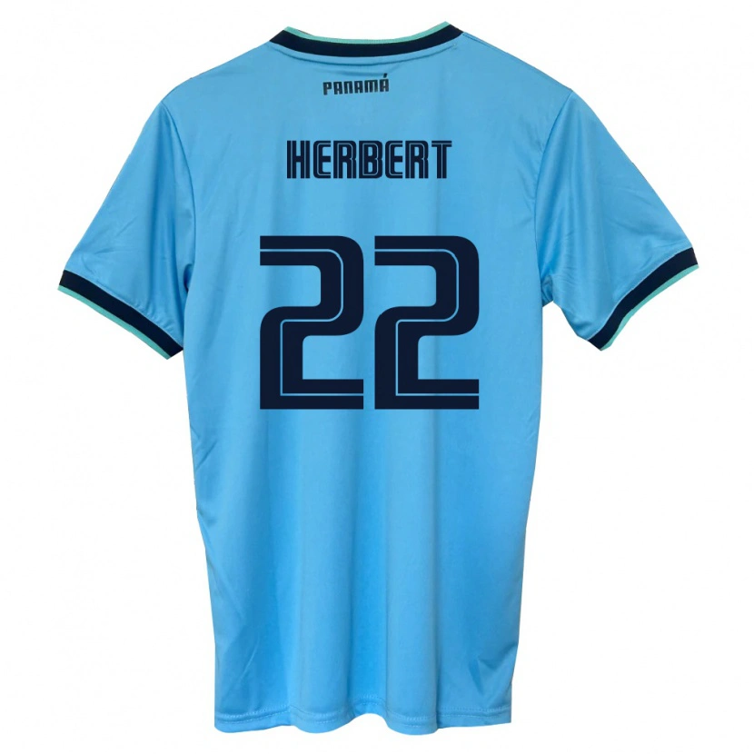 Danxen Hombre Camiseta Panamá Antony Herbert #22 Azul Cielo Negro 2ª Equipación 26-28 La Camisa