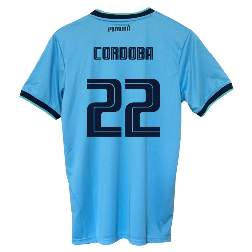 Danxen Hombre Camiseta Panamá Farissa Córdoba #22 Azul Cielo Negro 2ª Equipación 26-28 La Camisa