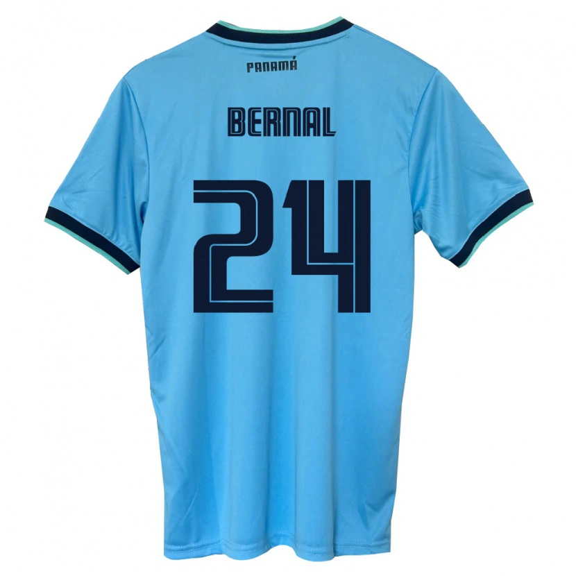 Danxen Hombre Camiseta Panamá Kevin Bernal #24 Azul Cielo Negro 2ª Equipación 26-28 La Camisa