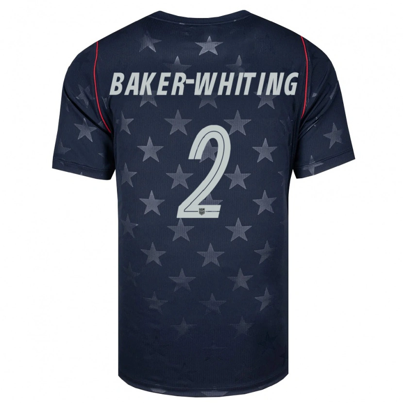 Danxen Hombre Camiseta Estados Unidos Reed Baker-Whiting #2 Negro Blanco Rojo 2ª Equipación 26-28 La Camisa
