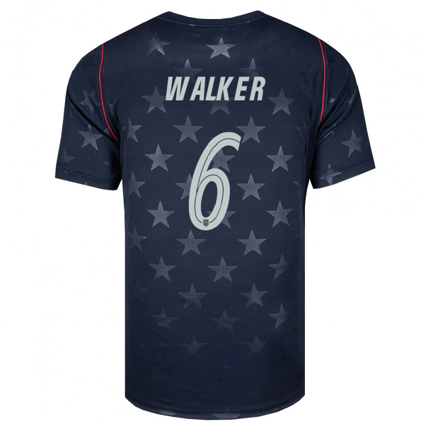 Danxen Hombre Camiseta Estados Unidos Landry Walker #6 Negro Blanco Rojo 2ª Equipación 26-28 La Camisa