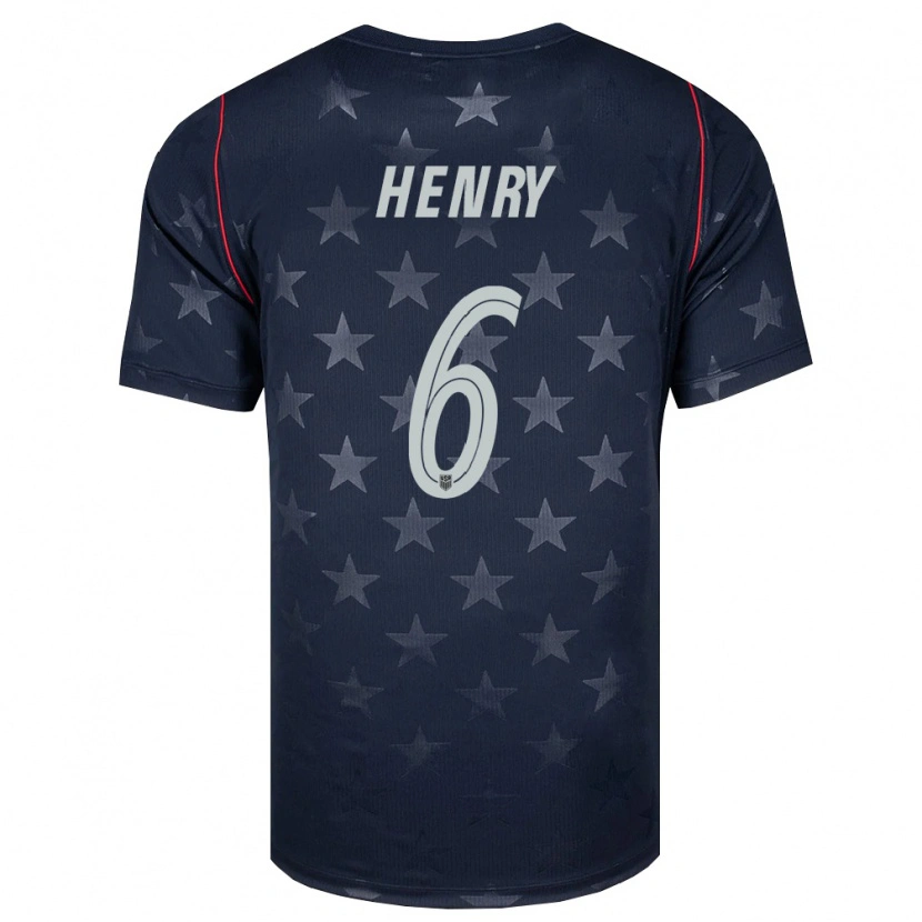 Danxen Hombre Camiseta Estados Unidos Kobi Henry #6 Negro Blanco Rojo 2ª Equipación 26-28 La Camisa