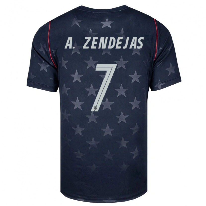 Danxen Hombre Camiseta Estados Unidos Álex Zendejas #7 Negro Blanco Rojo 2ª Equipación 26-28 La Camisa