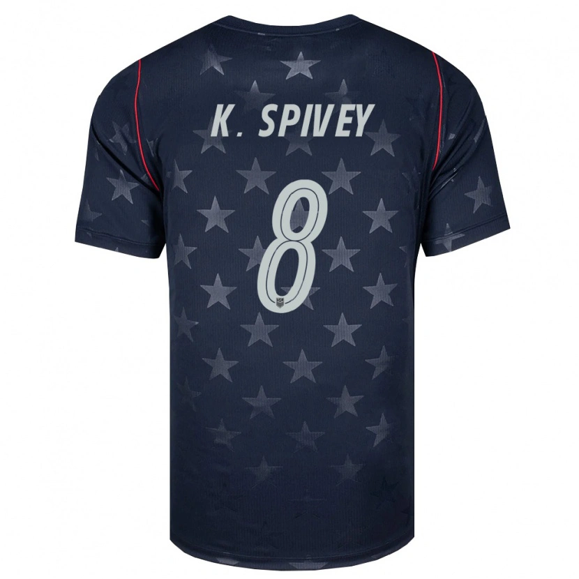 Danxen Hombre Camiseta Estados Unidos Kaedren Spivey #8 Negro Blanco Rojo 2ª Equipación 26-28 La Camisa