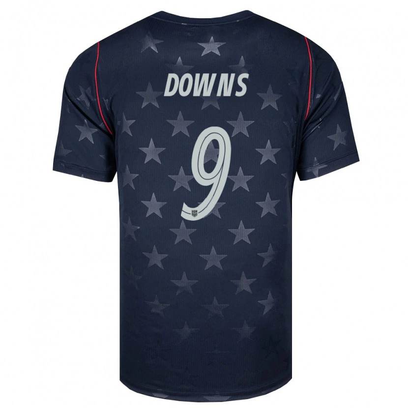 Danxen Hombre Camiseta Estados Unidos Damion Downs #9 Negro Blanco Rojo 2ª Equipación 26-28 La Camisa
