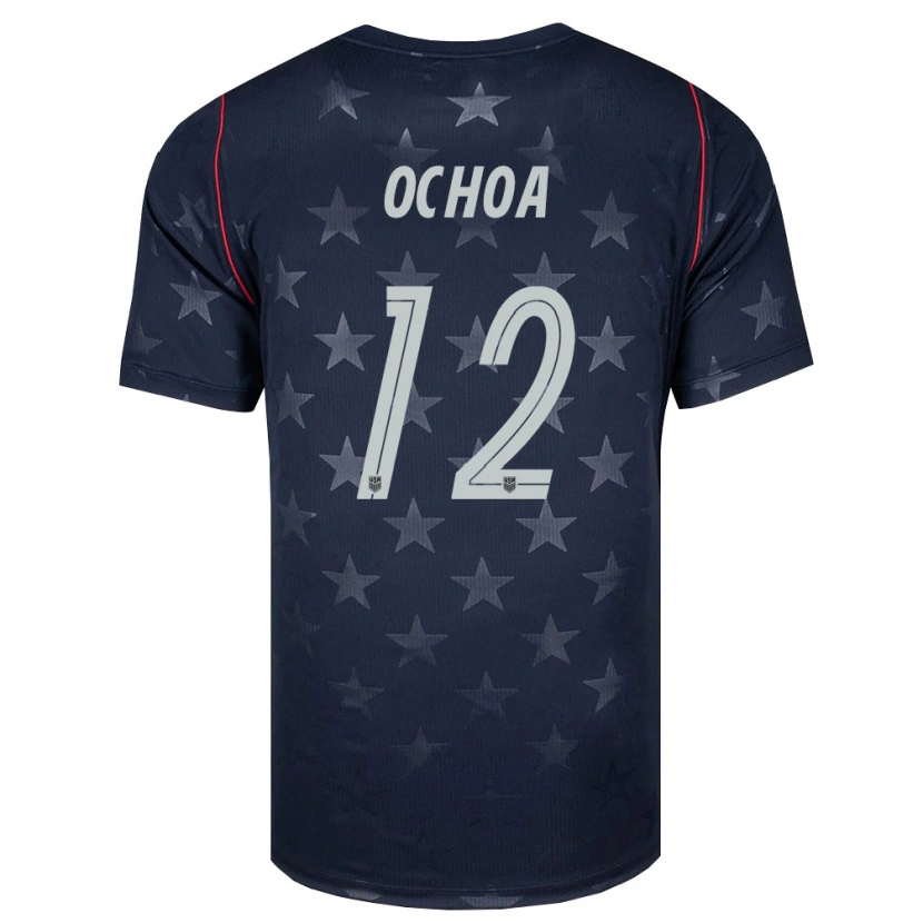 Danxen Hombre Camiseta Estados Unidos Emmanuel Ochoa #12 Negro Blanco Rojo 2ª Equipación 26-28 La Camisa