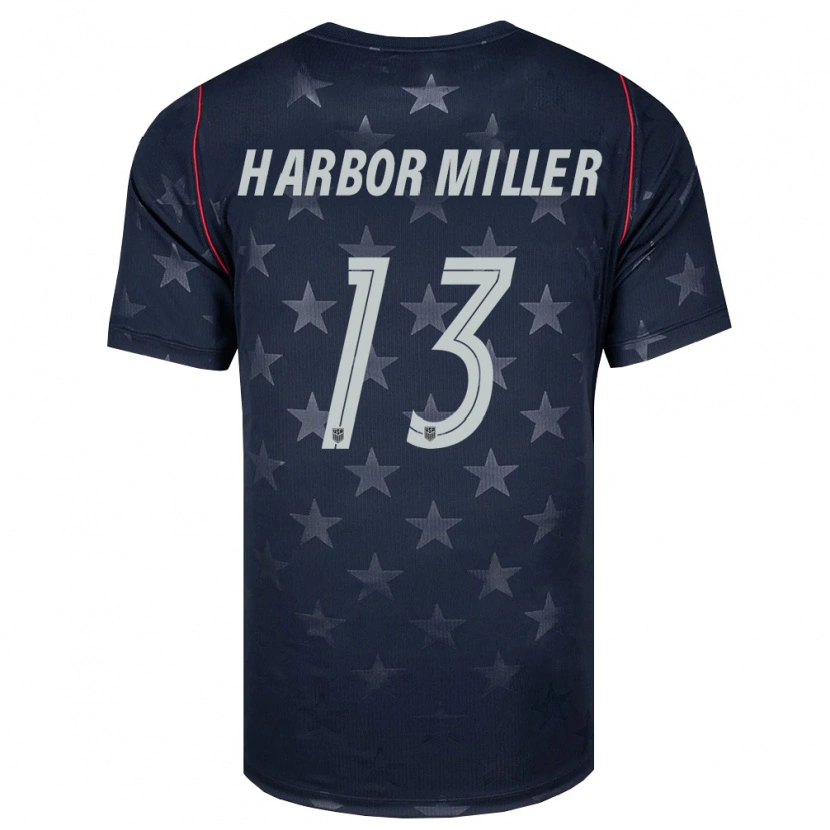 Danxen Hombre Camiseta Estados Unidos Harbor Miller #13 Negro Blanco Rojo 2ª Equipación 26-28 La Camisa