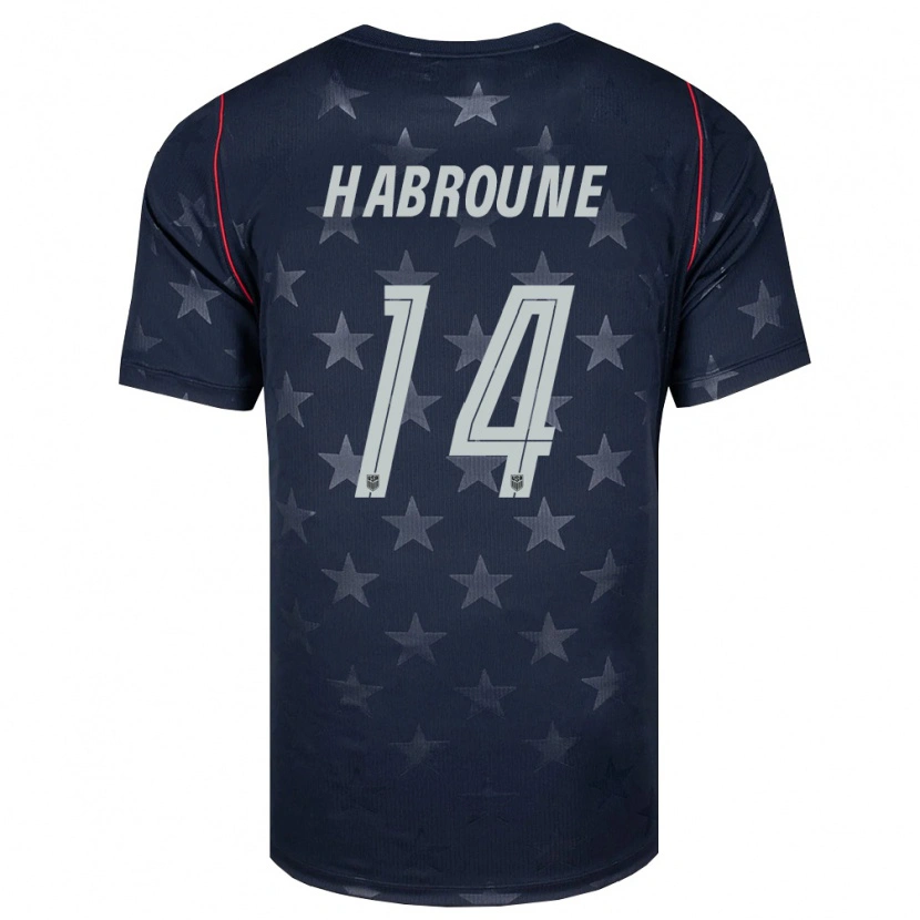 Danxen Hombre Camiseta Estados Unidos Taha Habroune #14 Negro Blanco Rojo 2ª Equipación 26-28 La Camisa