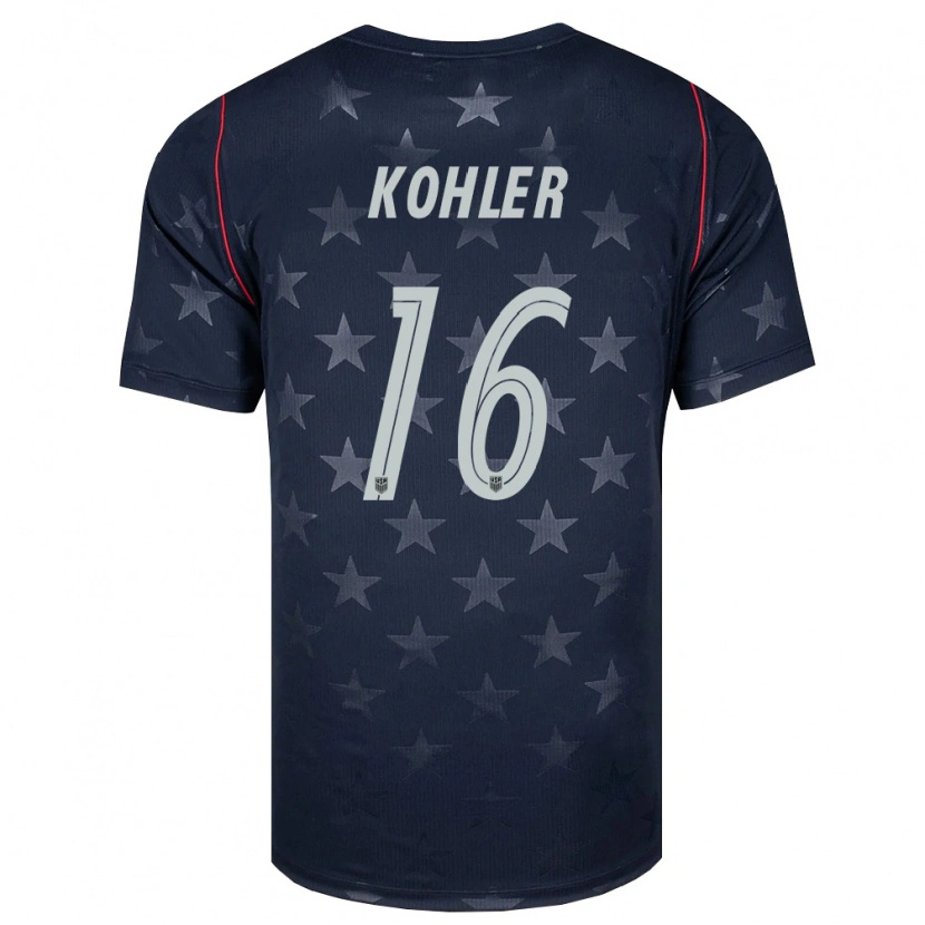 Danxen Hombre Camiseta Estados Unidos Ethan Kohler #16 Negro Blanco Rojo 2ª Equipación 26-28 La Camisa