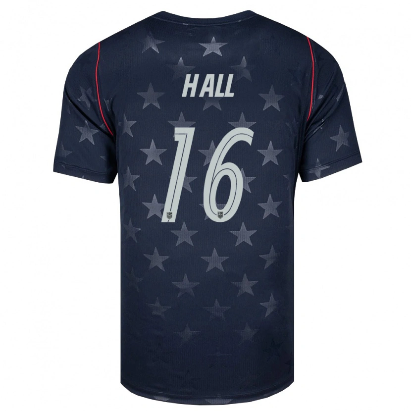 Danxen Hombre Camiseta Estados Unidos Julian Hall #16 Negro Blanco Rojo 2ª Equipación 26-28 La Camisa