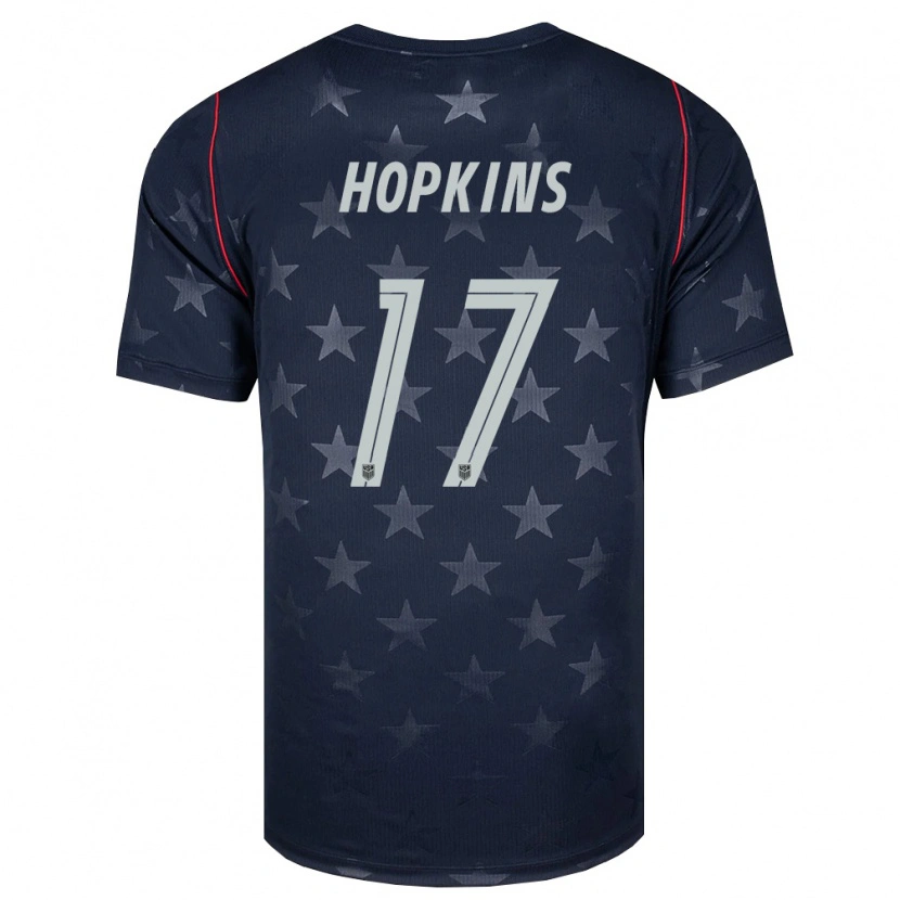 Danxen Hombre Camiseta Estados Unidos Jackson Hopkins #17 Negro Blanco Rojo 2ª Equipación 26-28 La Camisa