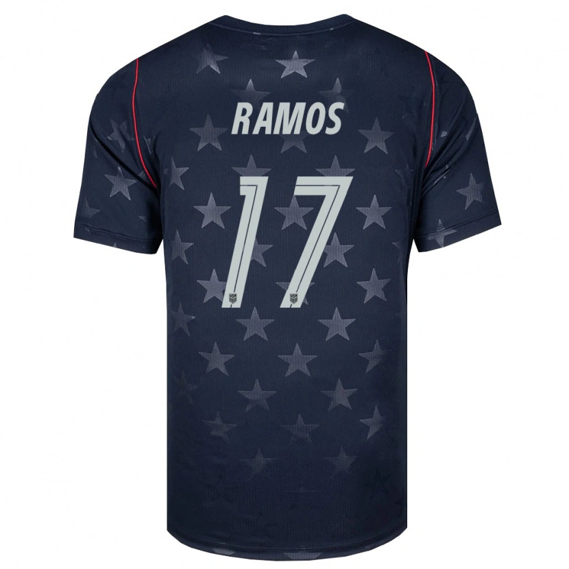 Danxen Hombre Camiseta Estados Unidos Rubén Ramos #17 Negro Blanco Rojo 2ª Equipación 26-28 La Camisa