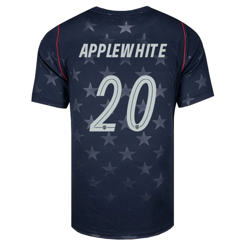 Danxen Hombre Camiseta Estados Unidos Christopher Applewhite #20 Negro Blanco Rojo 2ª Equipación 26-28 La Camisa