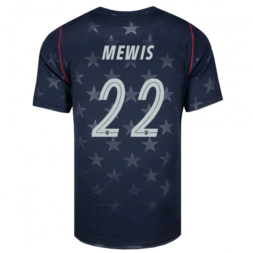 Danxen Hombre Camiseta Estados Unidos Kristie Mewis #22 Negro Blanco Rojo 2ª Equipación 26-28 La Camisa