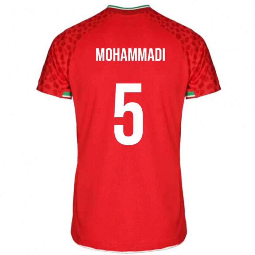 Danxen Hombre Camiseta Irán Milad Mohammadi #5 Rojo Blanco 2ª Equipación 26-28 La Camisa