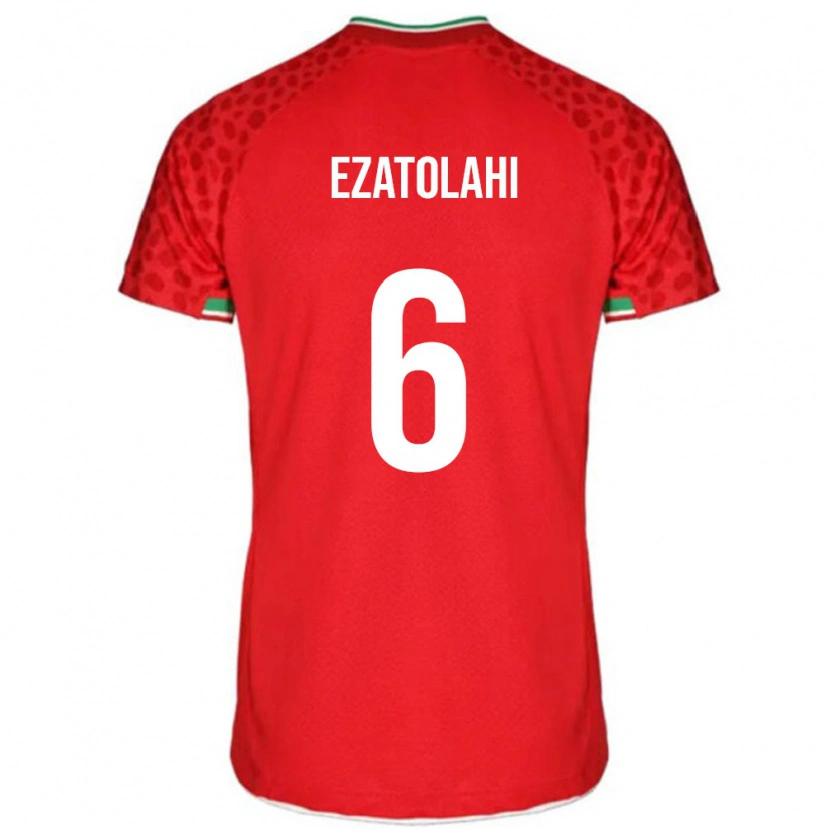 Danxen Hombre Camiseta Irán Saeed Ezatolahi #6 Rojo Blanco 2ª Equipación 26-28 La Camisa