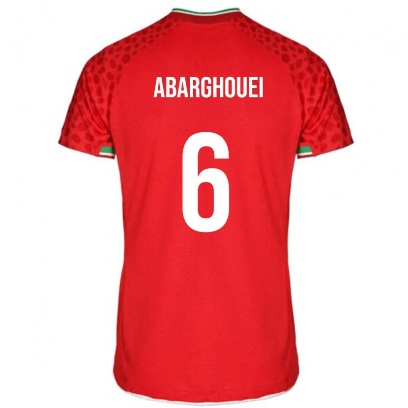 Danxen Hombre Camiseta Irán Hossein Abarghouei #6 Rojo Blanco 2ª Equipación 26-28 La Camisa