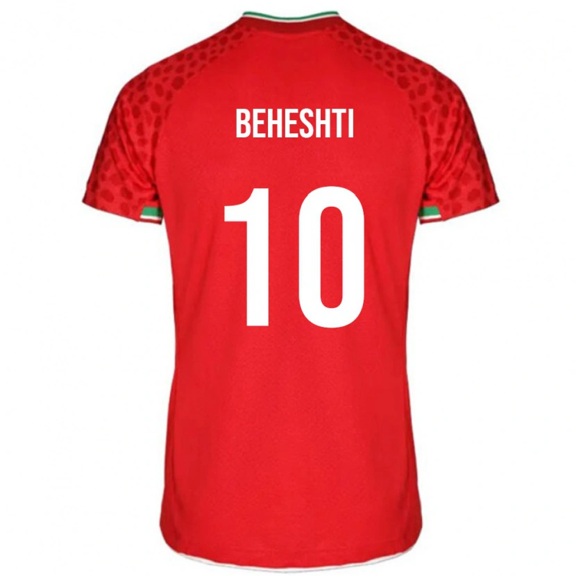 Danxen Hombre Camiseta Irán Mahan Beheshti #10 Rojo Blanco 2ª Equipación 26-28 La Camisa