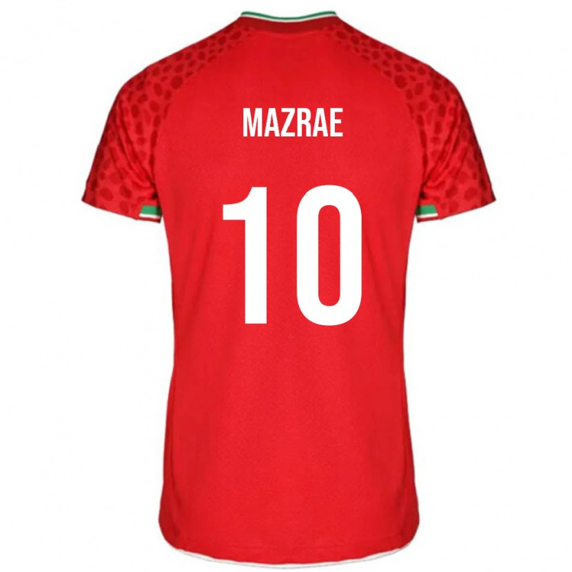 Danxen Hombre Camiseta Irán Yousef Mazrae #10 Rojo Blanco 2ª Equipación 26-28 La Camisa
