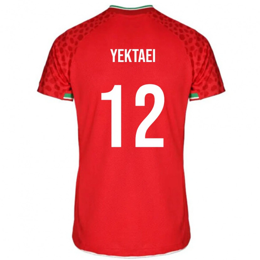 Danxen Hombre Camiseta Irán Maryam Yektaei #12 Rojo Blanco 2ª Equipación 26-28 La Camisa