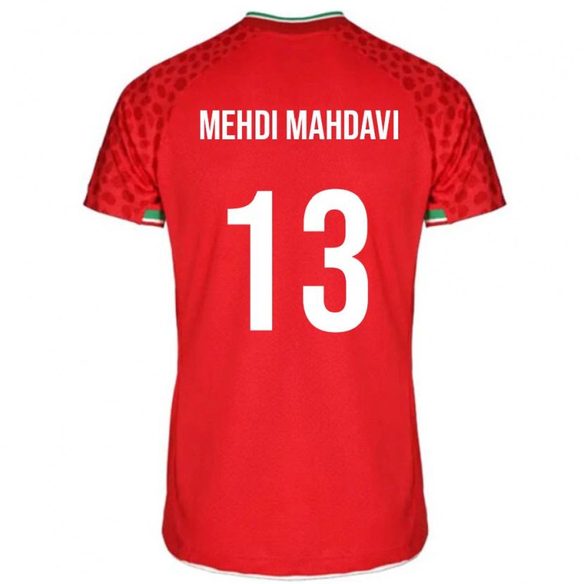 Danxen Hombre Camiseta Irán Seyed Mehdi Mahdavi #13 Rojo Blanco 2ª Equipación 26-28 La Camisa
