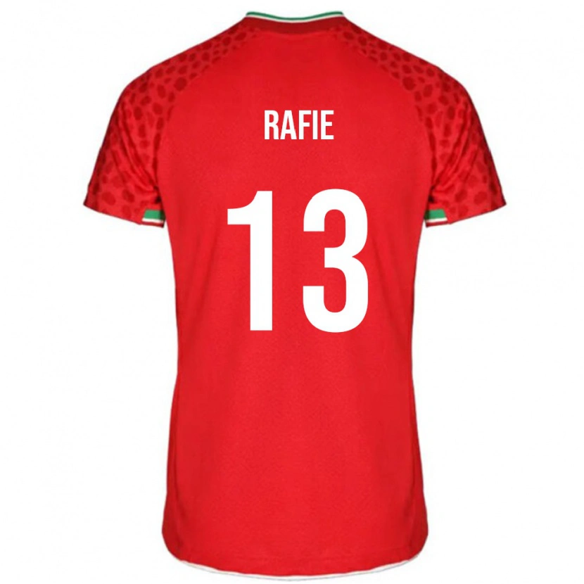 Danxen Hombre Camiseta Irán Abbas Rafie #13 Rojo Blanco 2ª Equipación 26-28 La Camisa