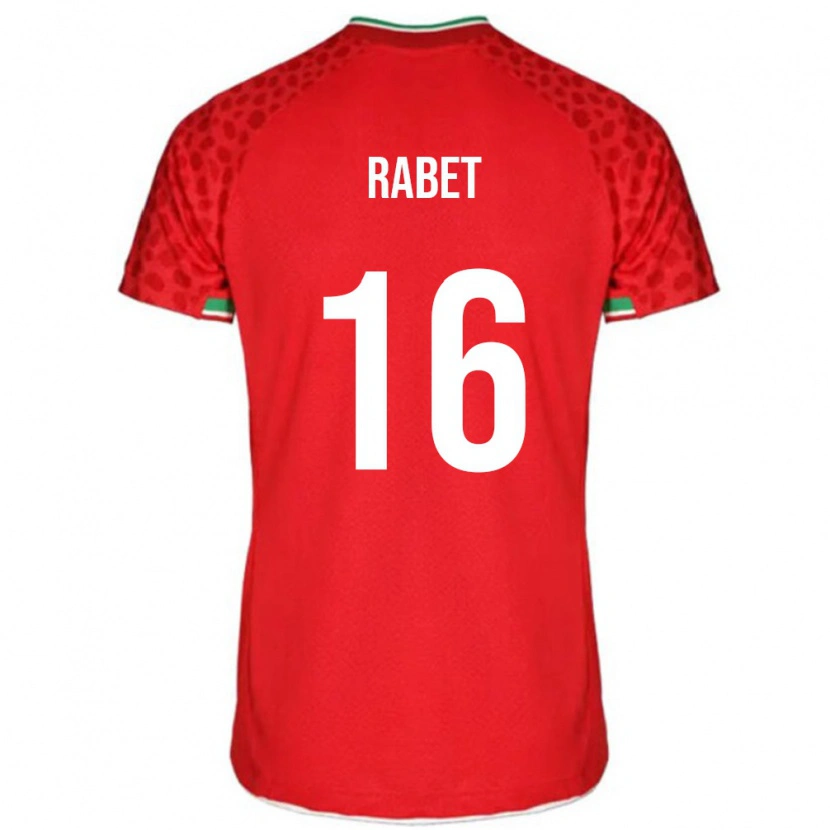 Danxen Hombre Camiseta Irán Fardin Rabet #16 Rojo Blanco 2ª Equipación 26-28 La Camisa