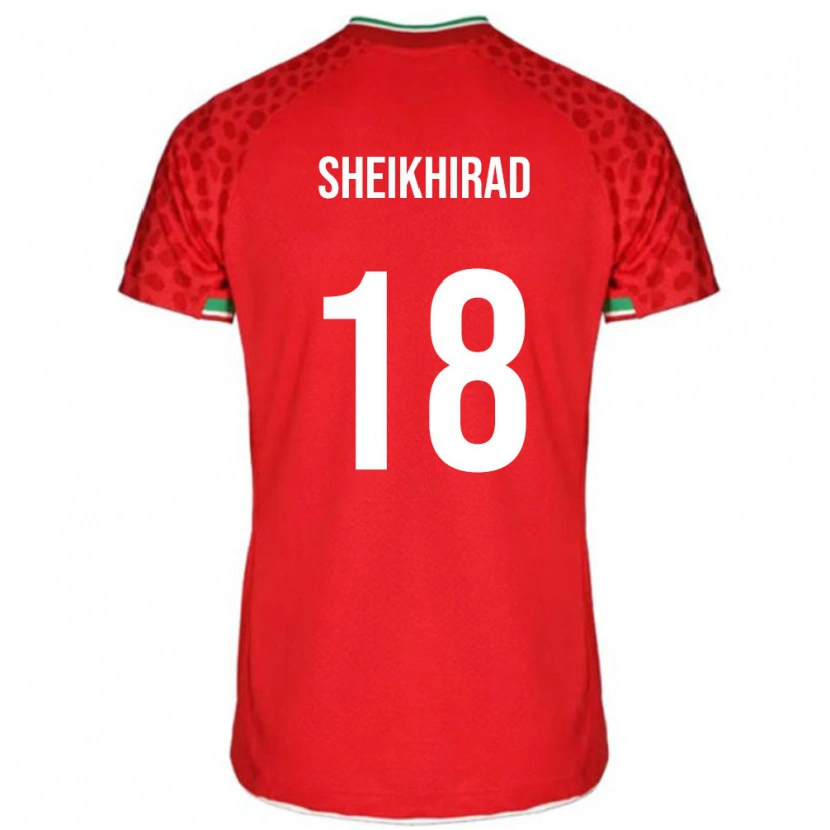 Danxen Hombre Camiseta Irán Amirreza Sheikhirad #18 Rojo Blanco 2ª Equipación 26-28 La Camisa