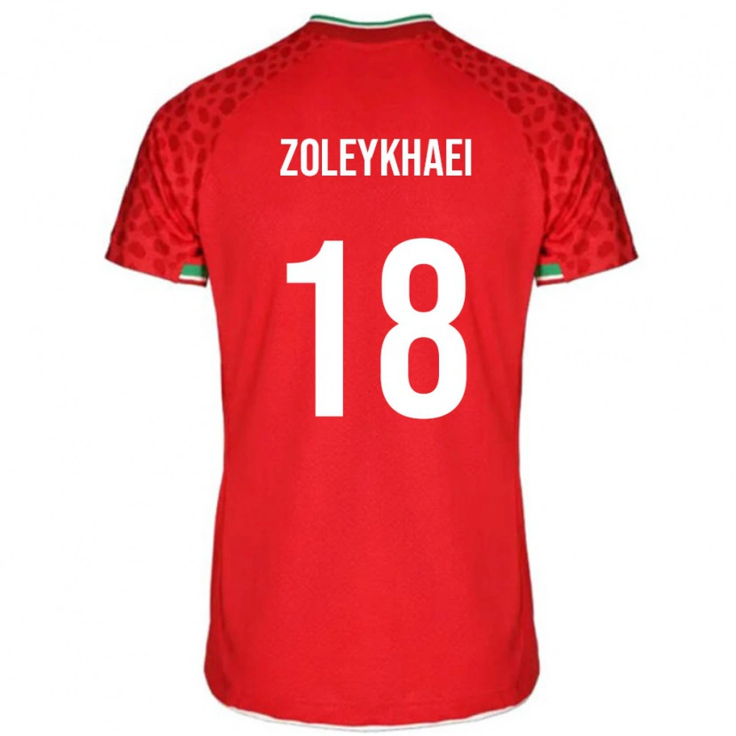 Danxen Hombre Camiseta Irán Abolfazl Zoleykhaei #18 Rojo Blanco 2ª Equipación 26-28 La Camisa