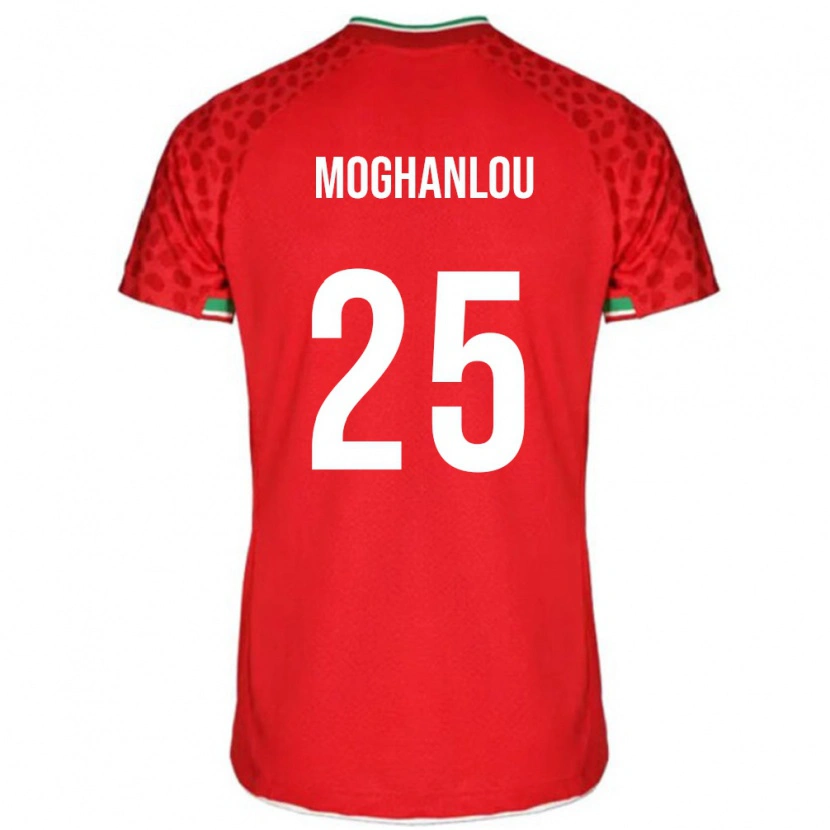Danxen Hombre Camiseta Irán Shahriar Moghanlou #25 Rojo Blanco 2ª Equipación 26-28 La Camisa